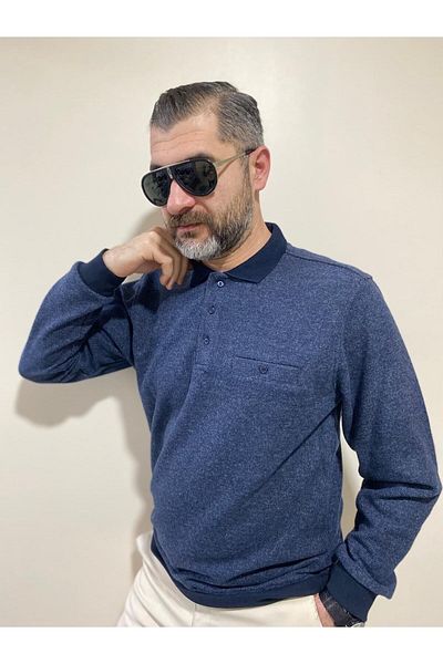 BENESSE Пуловер Selanik с дълъг ръкав, мека текстура, дебел джоб и поло яка