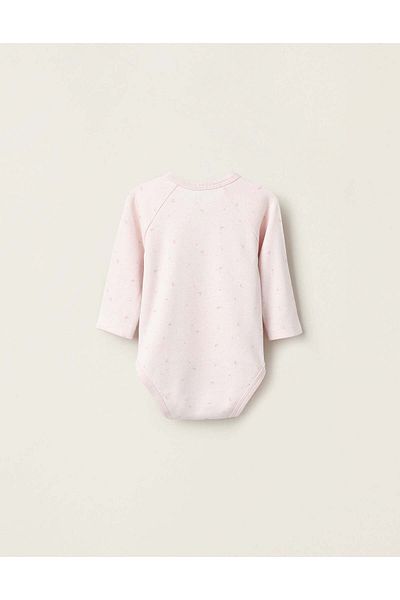 Ziddy PACK OF 4 LONG SLEEVE BODYSUITS FOR BABY GIRLS 'MOON' WHITE/PINK
