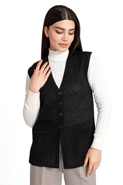 Mutlu City Kadın Orta Yaş Ve Üzeri Merserize Cepli Düğmeli Rolax Anne Yelek 745