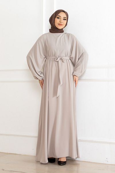 KADEEM Stone Color Balloon Sleeve Standard Dress