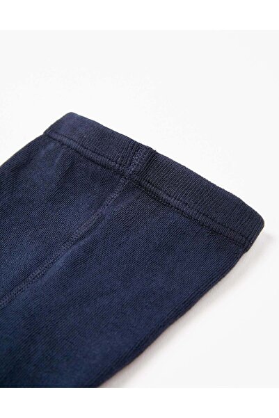 Ziddy ANTI-PILLING RIBBED TIGHTS FOR GIRLS DARK BLUE