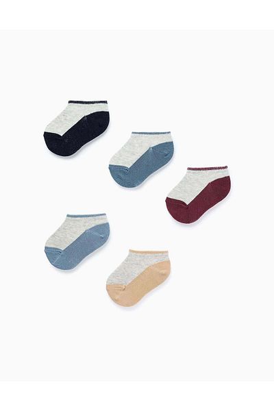 Ziddy PACK OF 5 PAIRS OF BICOLOUR ANKLE SOCKS FOR BABY BOYS MULTICOLOUR