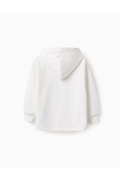 Ziddy HOODED SWEATSHIRT FOR GIRLS 'NY PRETZEL', WHITE