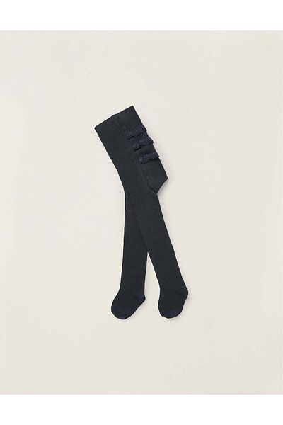 Ziddy KNITTED TIGHTS WITH RUFFLES FOR NEWBORNS AND BABIES DARK BLUE