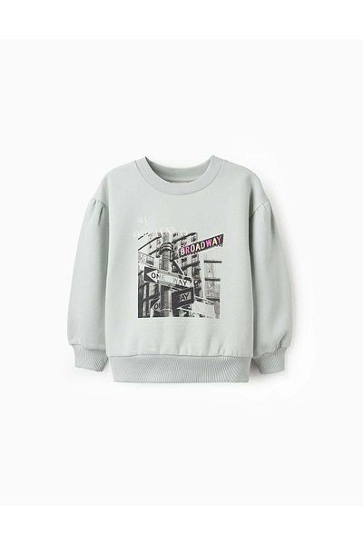 Ziddy FLEECE SWEATSHIRT FOR GIRLS 'BROADWAY', AQUA GREEN