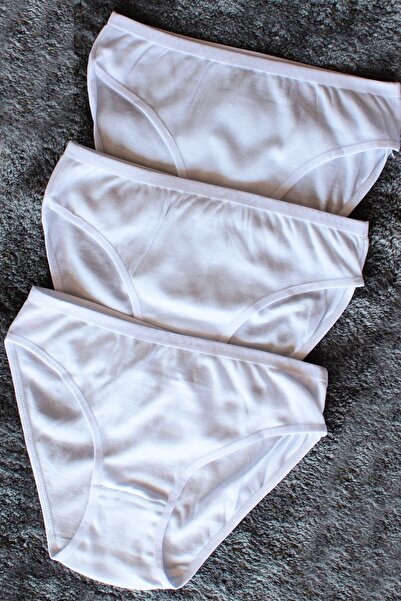 Öts Chiloți alb din bumbac cu nervuri pentru femei, 3 piese