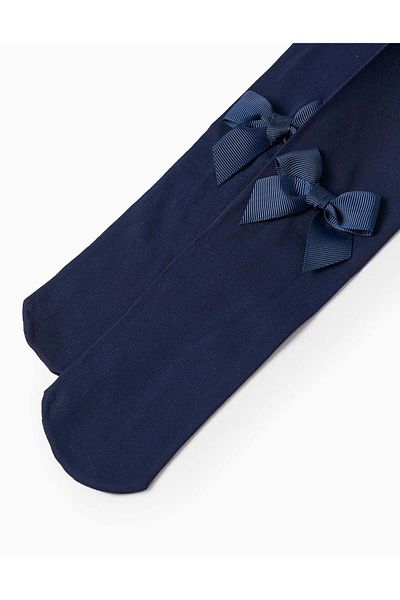 Ziddy MICROFIBER TIGHTS WITH BOW FOR GIRLS DARK BLUE