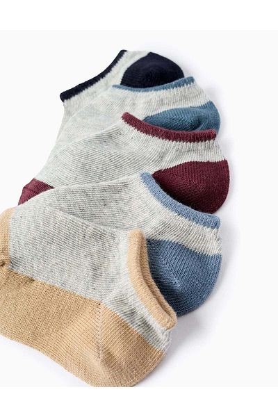 Ziddy PACK OF 5 PAIRS OF BICOLOUR ANKLE SOCKS FOR BABY BOYS MULTICOLOUR