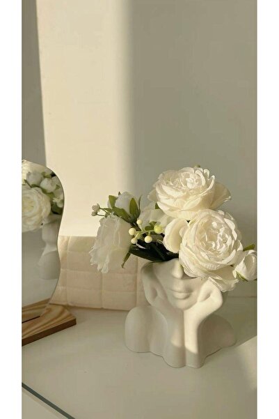 Intangible Face Concrete Decorative Object, Vase