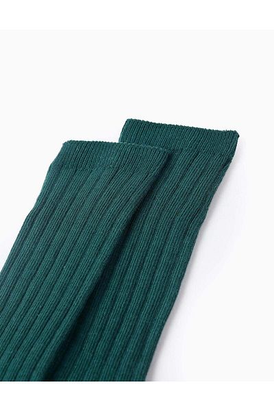 Ziddy RIBBED HIGH SOCKS FOR BOYS, GREEN