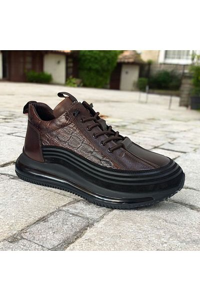 Voyager Cizme pentru bărbați - Legat cu cauciuc, piele croco, talpă cu spumă de aer, E053