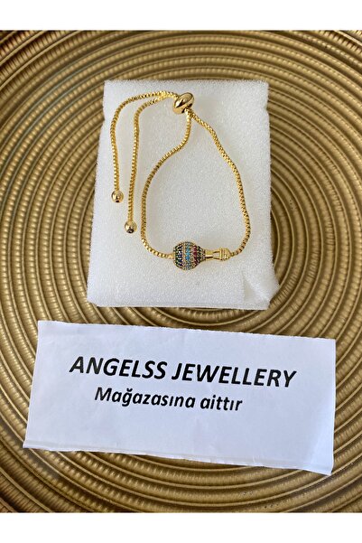 ANGELSS JEWELLERY سوار مصعد ذهبي على شكل بالون طائر من حجر الزركون (سوار ذهبي...
