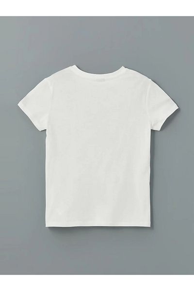 LC Waikiki Lcw Kids Ecru Crew Neck Girl's T-Shirt