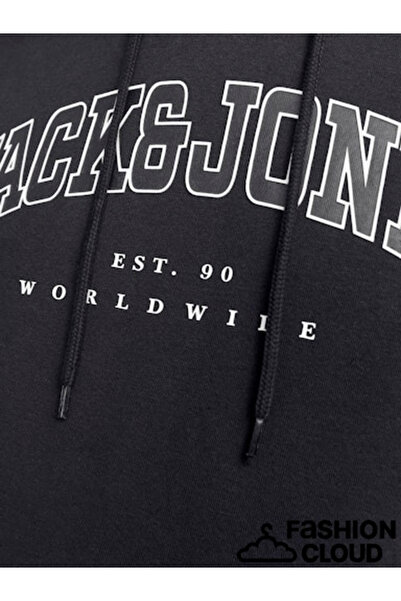 Jack & Jones Ανδρικό φούτερ μαύρο 12256521 Jjecaleb Varsity