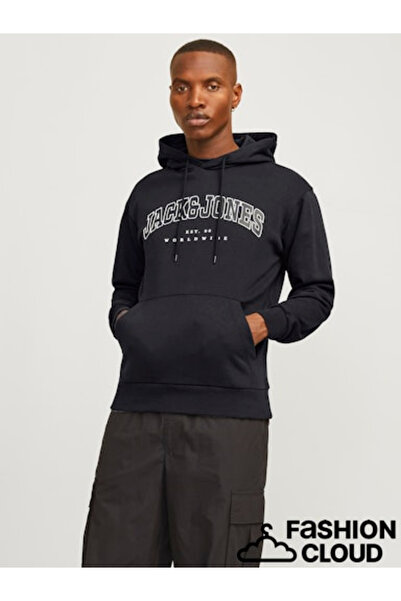 Jack & Jones Ανδρικό φούτερ μαύρο 12256521 Jjecaleb Varsity