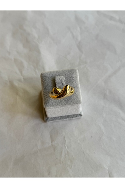 shop خاتم بتصميم فولاذي ذهبي (حجم قابل للتعديل)