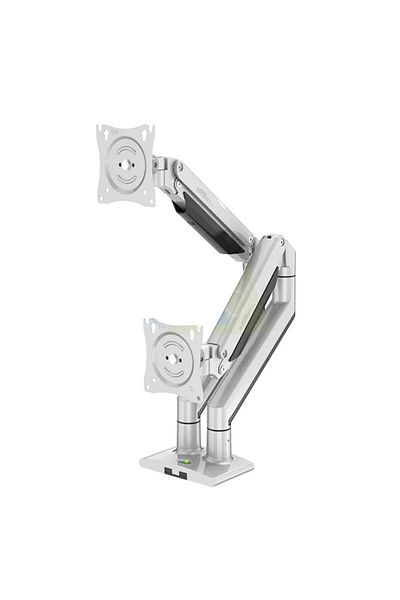 kaloc White and Grey Flexible Dual Monitor Stand