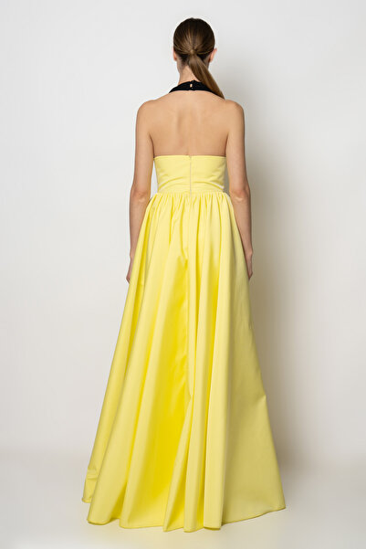 RENGIN Boyundan askılı kabarık tafta etekli abiye elbise