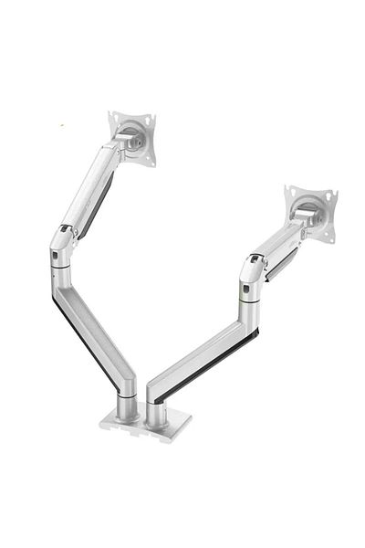 kaloc White and Grey Flexible Dual Monitor Stand