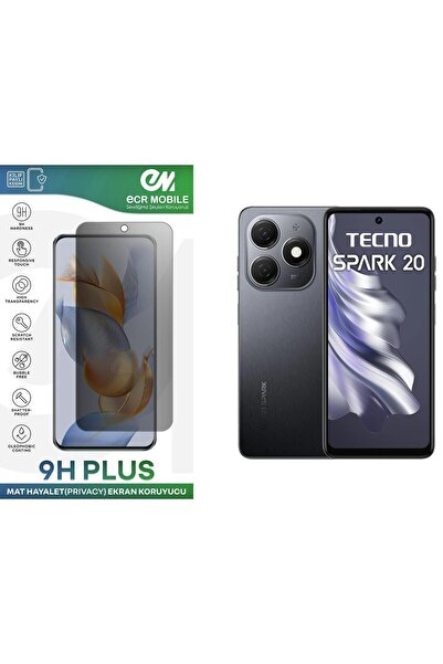 Ecr Mobile Tecno Spark 20 (KJ5) Ekran Koruyucu Tam Uyumlu 9H Esnek Nano Kırıl...