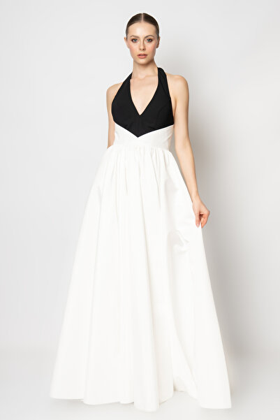 RENGIN Boyundan askılı kabarık tafta etekli abiye elbise