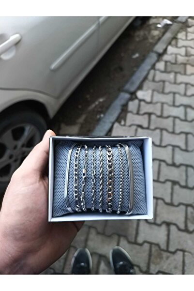 Kadın 8'li Kombin Bileklik Seti İtalyan,Figoro,Küp,Doç,Burgu,Nk,Örme,Hasır