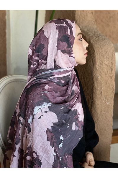 Modakaşmir Şal din bambus cu model abstract acuarelă