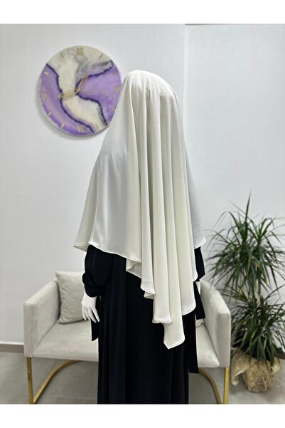 erasra class White Triangle Souffle Scarf with Practical Tie - Single Layer Medina Silk Hijab (Suitable for Hajj and Umrah)