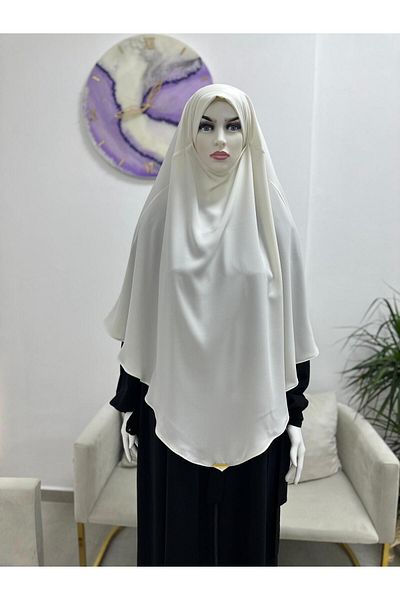 erasra class Souffle Ready-Made Scarf, Single Layer, Medina Rope (Suitable for Hac and Umre) Hijap Ecru Color