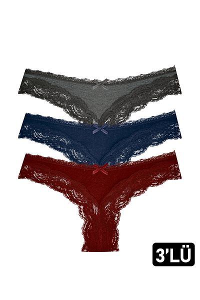 Öts Γυναικεία Δαντελένια Lycra εσώρουχα 3 τεμαχίων