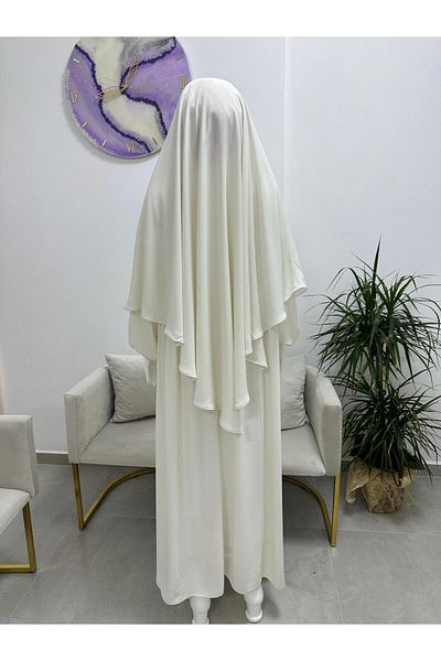 erasra class White Souffle Ferace and Abaya Set