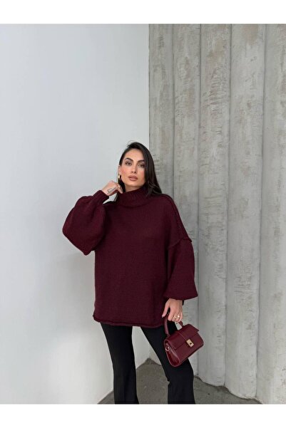 KREM TERS DİKİŞ SALAŞ BOĞAZLI KAZAK