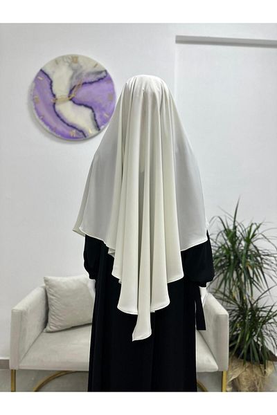 erasra class Souffle Ready-Made Scarf, Single Layer, Medina Rope (Suitable for Hac and Umre) Hijap Ecru Color