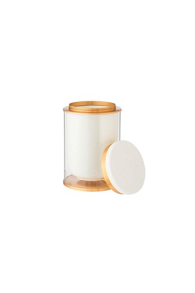 Dania White porcelain and glass jar with metal lid, 10 x 16