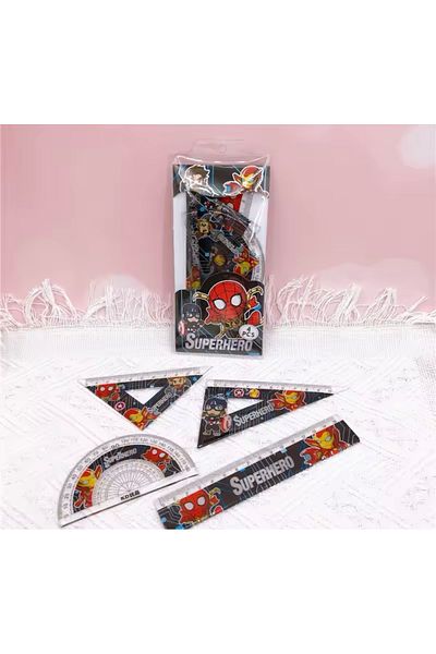 Happystore 4 Pcs Marvels Spidermans Stationery Set Ruler Set