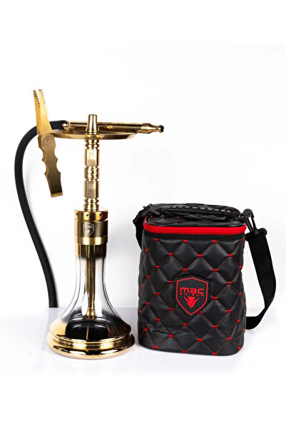 MAC SHISHA Bakır Renk Full Çelik Orta Boy Nargile Takımı Tüm Set Masa Üstü Na...