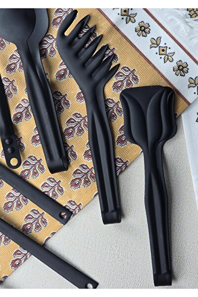 HomeTarz Black Serving Set - 8 Pieces Kitchen Serving, Barbecue Set - Stainless Steel, 8 Pieces