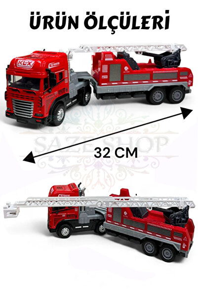 SAZE KLX800-239  Sürtmeli Işıklı Müzikli 1:24 İtfaiye Tırı Sesli Işıklı
