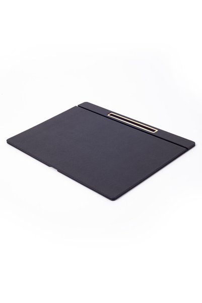 Turgut Office Table Cluster with Leather Cover Plain Black Wooden Detail 50x35cm