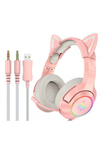 Onikuma سماعة ألعاب سلكية مع آذان قطة قابلة للإزالة