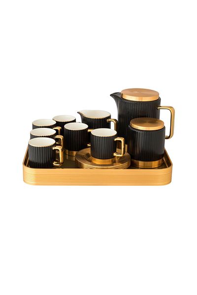 Dania A set of black porcelain Turkish coffee cups, 16 pieces