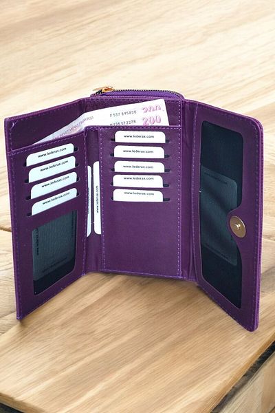 Lederax Ld191 Faux Leather Women's Hand Wallet with Phone Compartment