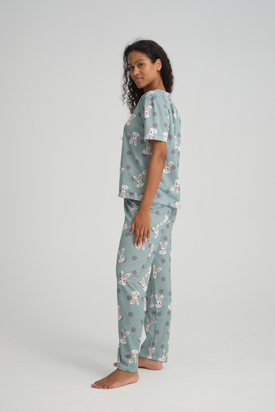 Rasabeauty Dámská pyžamová souprava s krátkým rukávem se vzorem králíka Super...