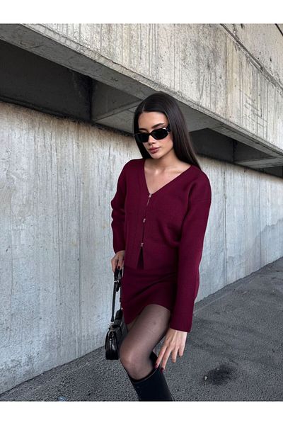 Mooi Butik Women's Strick Suit with Cardigan