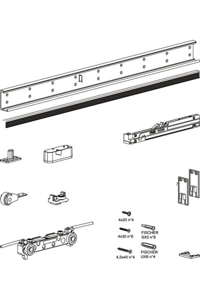 DİZAYNAKS Kayar Kapı Seti 80 kğ. Gizli Raylı
