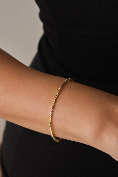 ESBAFLOR سوار بسلسلة مربعة - كرة فولاذية، غير تشويه، 17+4 سم 1 مم