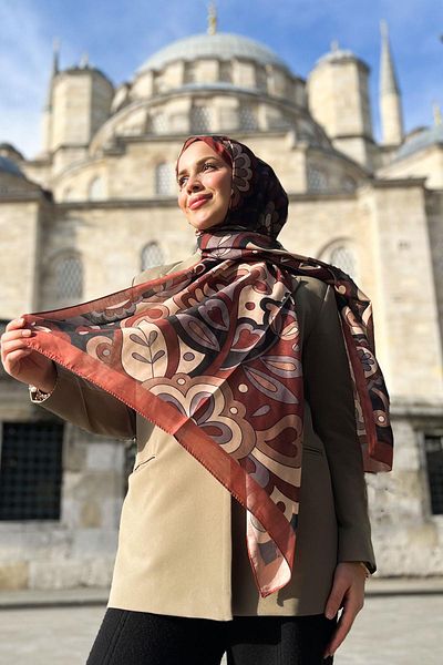 Sultan Soft Cotton Shawl - Mira Pattern - Slt2527-20 - Brown, Black, Beige