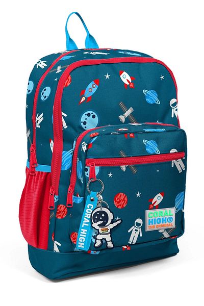 Coral High Rucsac de școală cu patru compartimente pentru copii Indigo Red Space Pattern 23116
