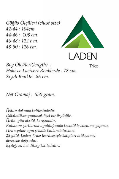 Laden Triko Yünlü Kalın Kadın Yüksek Kalite Lacivert Anne Kışlık Yelek