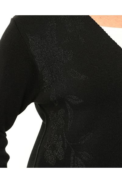 Laden Plus Size Knitwear Silvery Women's Soft Black Medium Thick Mother Cardigan